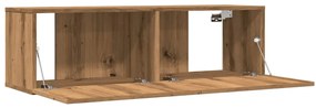 2 db kézműves tölgy falra szerelhető TV-szekrény 100x30x30 cm