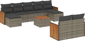 vidaXL 10 részes szürke polyrattan kerti ülőgarnitúra párnákkal