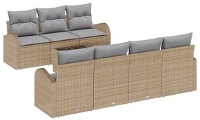 Kerti Kanapé Szett 8 pcs Bézs 55 x 55 x 37 cm polirattan