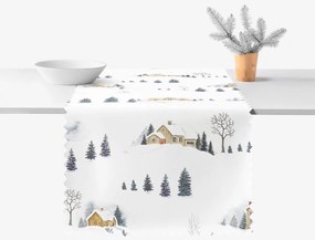 Goldea karácsonyi teflonbevonatú asztali futó - téli táj 20x120 cm