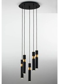 Jupiter 2014 - Csillár zsinóron ALAS 5xGU10/10W/230V fekete/arany