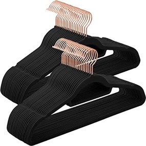 Bársony fogasok, 50 darabos ruhafogas készlet,  rosegold és fekete