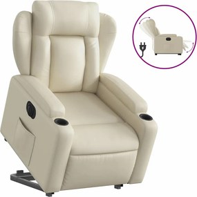 vidaXL elektromos krémszínű műbőr felállást segítő dönthető fotel