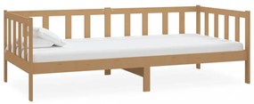 mézbarna tömör fenyőfa dívány matraccal 90 x 200 cm