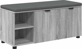 vidaXL Előtér pad Szürke Sonoma 100 x 38 x 46 cm Műanyag Fa és Szövet