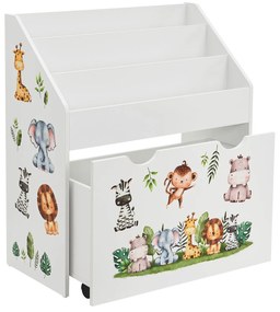 Juskys Gyermek könyvespolc fából - fehér