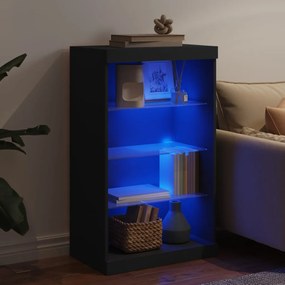 fekete tálalószekrény LED-világítással 60,5 x 37 x 100 cm