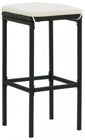 3 részes fekete polyrattan bárszett