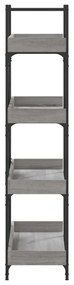4-szintes szürke sonoma szerelt fa könyvespolc 100x33x145,5 cm