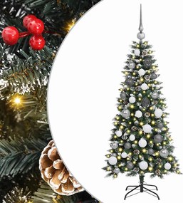 vidaXL Mű karácsonyfa 150 LED-del Zöld 120 cm PVC és Műanyag és Acél