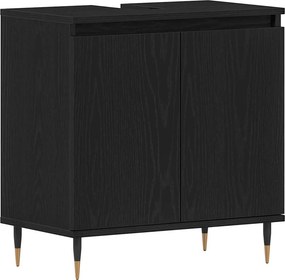vidaXL Fürdőszobai mosdószekrény Fekete tölgy 58 x 33 x 60 cm Faanyag