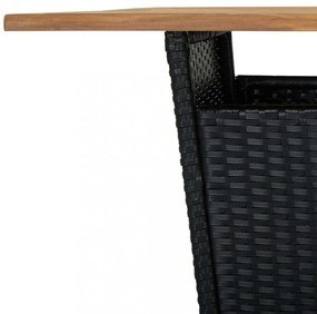 fekete polyrattan és tömör akácfa bárasztal 80 x 80 x 110 cm