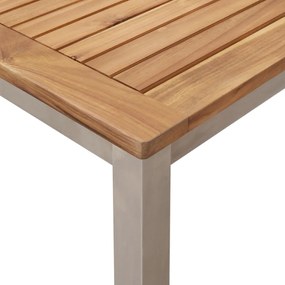 5 darabos kert étkezőszett tömör tíkfából, szabadtéri étkezőasztal 180x90x75 cm tömör tíkfából, összecsukható kerti székek 4 db tömör tíkfából és acélból