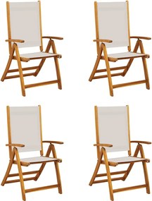 vidaXL 4 db tömör akácfa és textilén összecsukható kerti szék