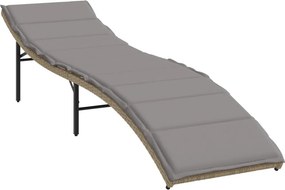 vidaXL bézs polyrattan napozóágy párnával 55x199x50 cm