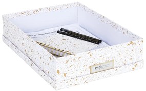 Oskar aranyszínű-fehér tárolódoboz - Bigso Box of Sweden