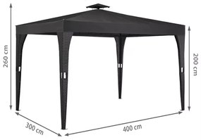 Casaria® Rattan pavilon 3x4 m - antracit