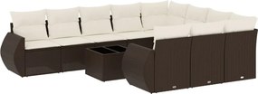 vidaXL 11 részes barna polyrattan kerti ülőgarnitúra párnákkal