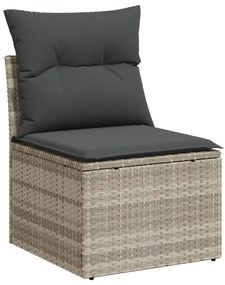 6 részes kertiszófa készlet párnákkal - világosszürke poly rattan