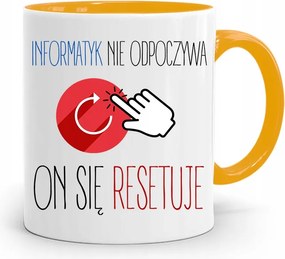 Sárga Bögre A Programozó Informatikája Nem Pihen fényképes nyomtatással