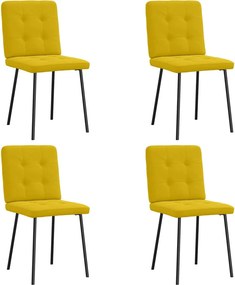vidaXL 4 db sárga bársony étkezőszék