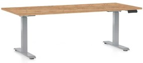 OfficeTech D állítható magasságú asztal, 180 x 80 cm, szürke alap, craft tölgy