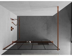 Mexen Kioto +, zuhanyparaván polccal és törölközőtartóval 130 x 200 cm, 8mm átlátszó üvegmintás fekete, rózsa arany profil, 800-130-121-60-7