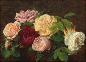 Kép - Henri Fantin-Latour, Roses de Nice on a Table, reprodukciók (70x50 cm)