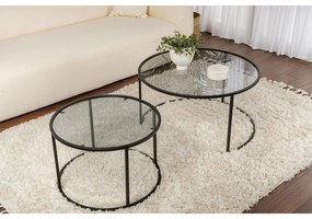 Aurum Black and Grey dohányzóasztal szett 80cm, 2 db