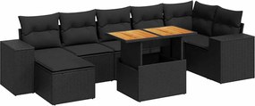 vidaXL 8 részes fekete polyrattan kerti ülőgarnitúra párnákkal