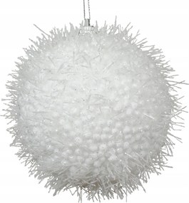 Karácsonyfadísz hungarocell fehér fényes szőrös karácsonyfadísz 10cm