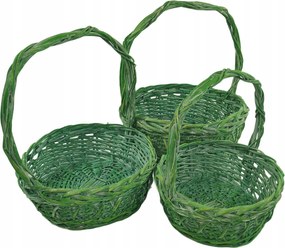 3 db-os fonott kosár szett zöld