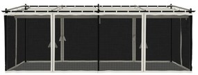 krémszínű acél pavilon hálós oldalakkal 6 x 3 m