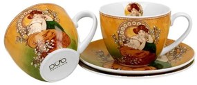 Mucha porcelán csésze aljjal- 270 ml - 2 személyes készlet - Topáz
