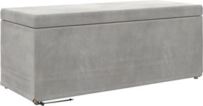vidaXL Zsámoly Világosszürke 101 x 41 x 40 cm Bársony és Műanyag Fa
