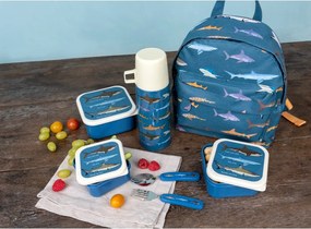 Sötétkék gyerek uzsonnás doboz szett 3 db-os Sharks – Rex London