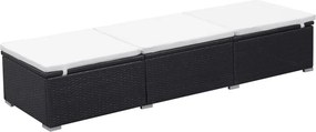 vidaXL fekete polyrattan napozóágy párnával
