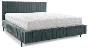 Petróleum színű kárpitozott ágyneműtartós franciaágy ágyráccsal 180x200 cm Plissa – ELTAP