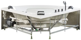 Fehér whirlpool masszázskád LED világítással 207 x 146 cm TOCOA II Beliani