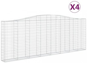 vidaXL 4 db íves horganyzott vas gabion kosár 400x30x140/160 cm