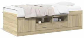 sonoma tölgy kanapéágy fiókkal matrac nélkül 75x190 cm