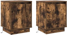 vidaXL Éjjeliszekrény 2 pcs Füstölt tölgy 39 x 34,5 x 50 cm Faanyag