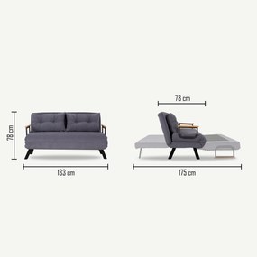 2 személyes kanapéágy Homoko 2-Seater - Szürke