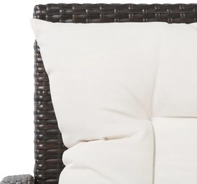5-részes barna polyrattan kerti bútorszett párnákkal