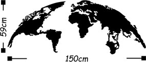 World fém fali dekoráció, 150×59 cm