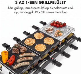 Klarstein Fonduelette XL, 3 az 1-ben raclette grill fonduevel, 1650 W, természetes kő, 12 személyre