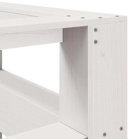 Könyvespolc fejtámla L-alakú fehér 150 cm tömör fa fenyőfa