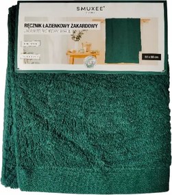 Fürdőszobai törölköző Smukee dekoratív dombornyomással 50x90cm sötét zöld 305