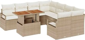 vidaXL Kerti Kanapé Szett tárolóval 9 pcs Bézs Poli rattan