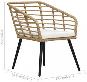 3-darabos tölgyszínű polyrattan bisztrószett